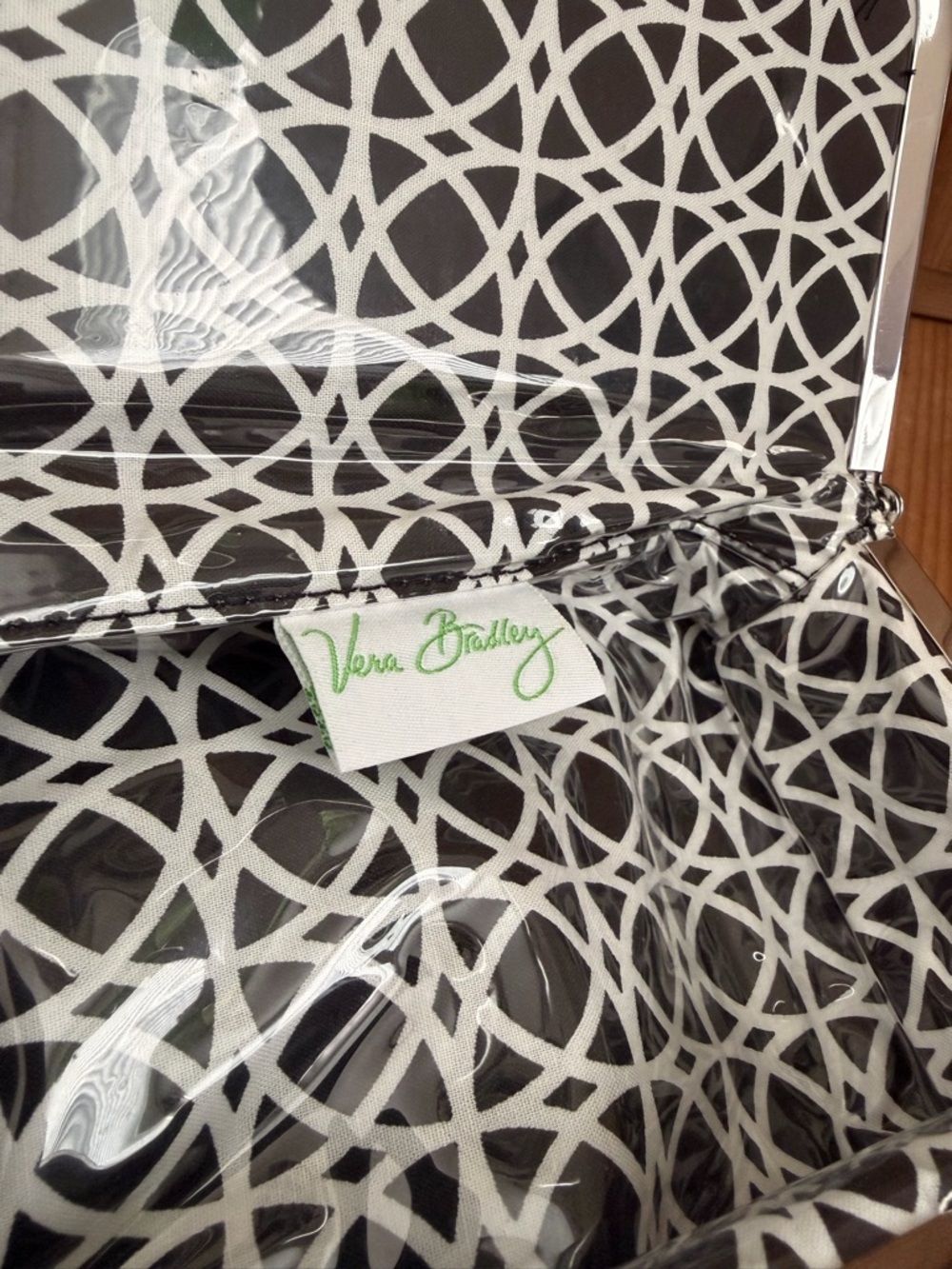 Vera Bradley Black White Kisslock Frame Clutch Cosmetic Bag Quilted, Vintage - Picture 7 of 9